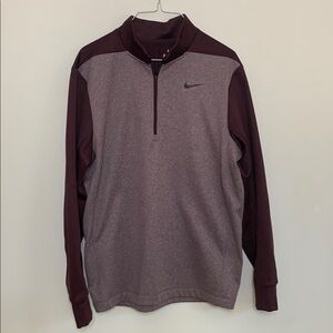 Nike Maroon and Gray Quarter-Zip Pullover